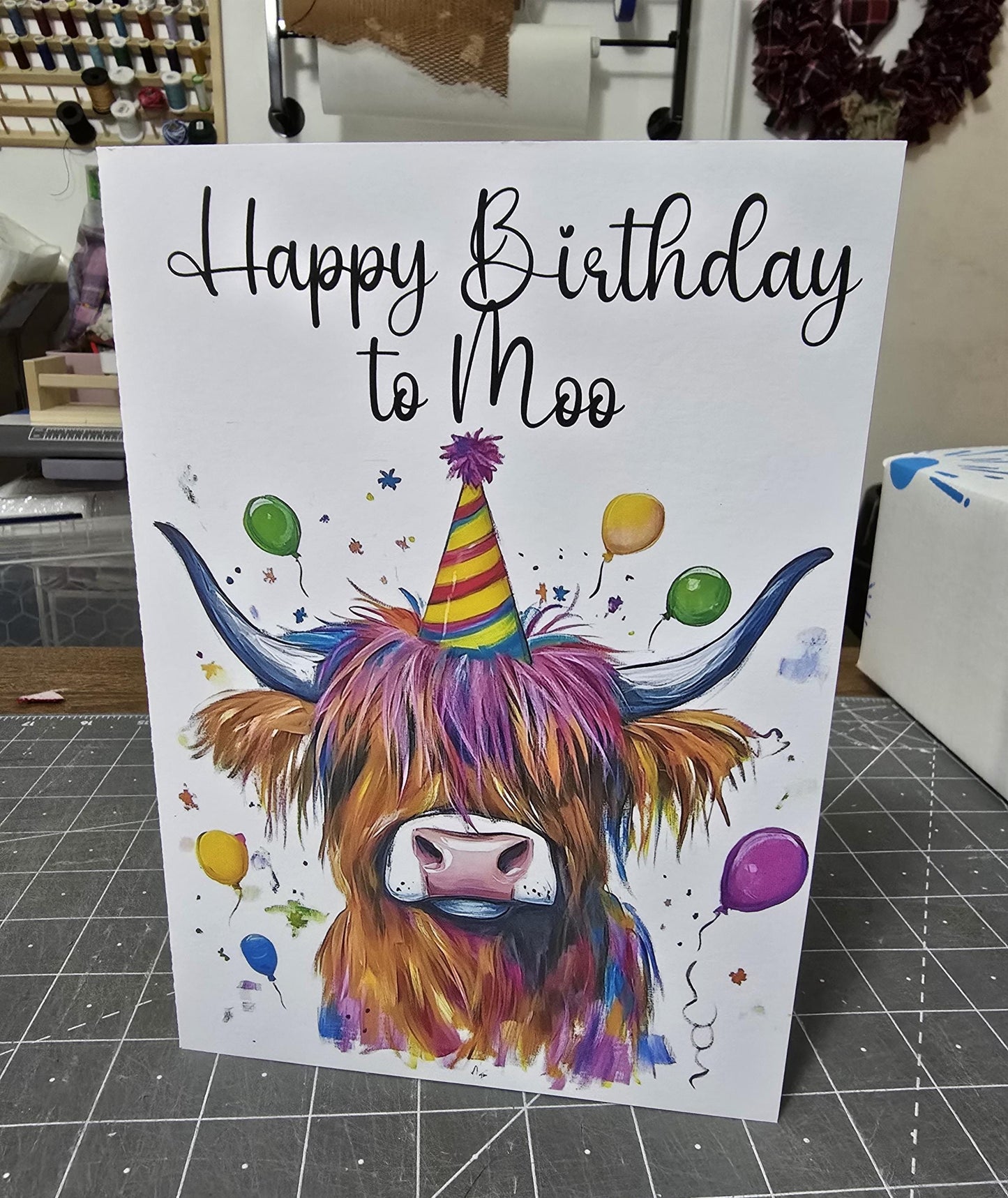 Birthday Card - Highland Cow Birthday Card - Happy Birthday to Moo - Personalised Birthday Card