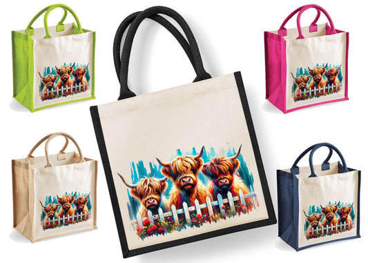 Highland Cow Tote Bag | Jute | Jute Tote Bag | Shopping Bag | Reusable Bag | Highland Cow