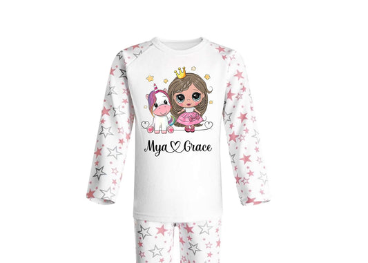 Personalised Princess Pyjamas | PJ's | Kids Nightwear | Unicorn | Princess