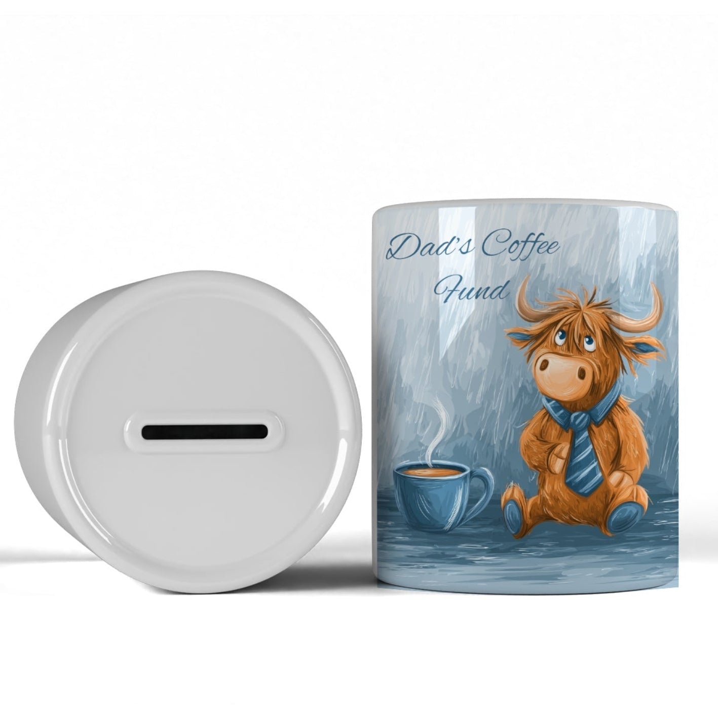 Ceramic Bank - Highland Cow Ceramic Bank - Money Pot - Dads Coffee Fund