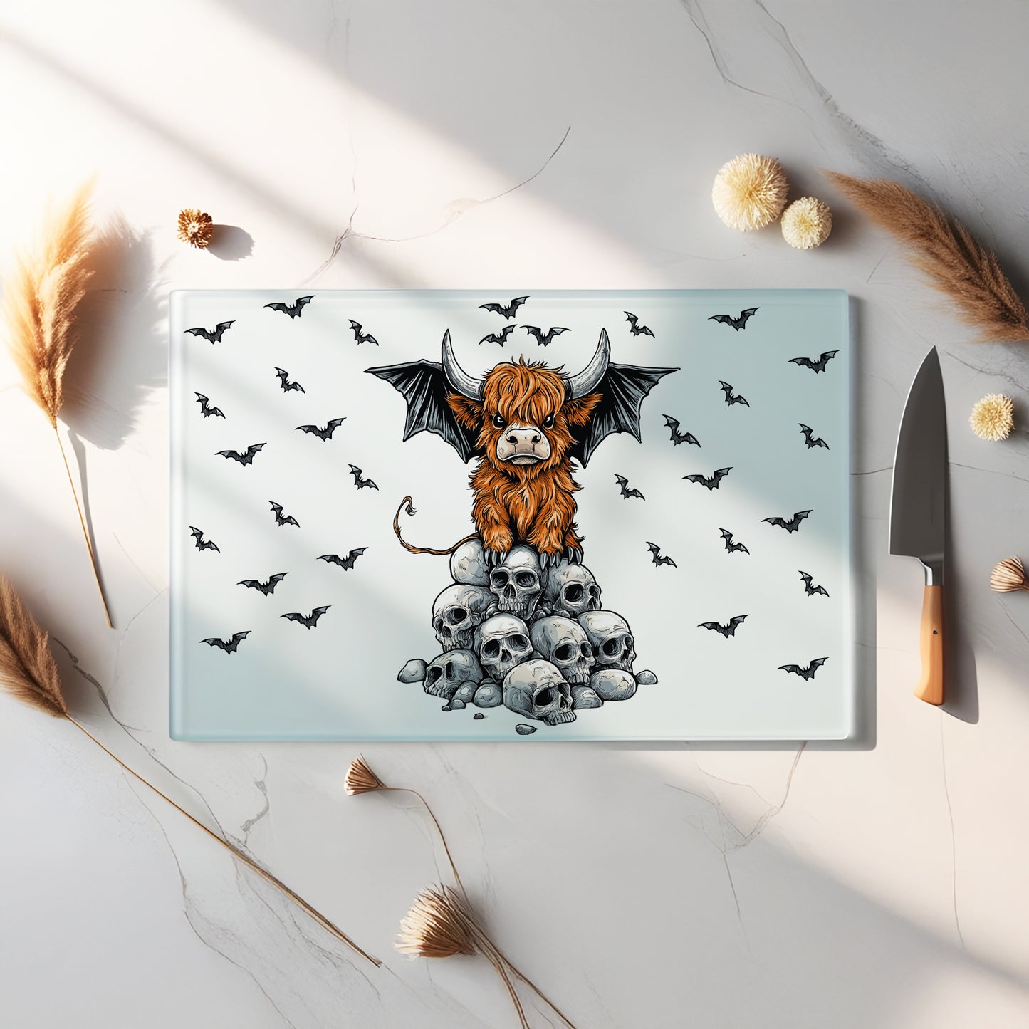 Glass Chopping Board - Highland Cow Chopping Board - Cutting Board - Cheese Board - Hallomoo