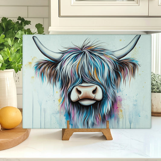 Glass Chopping Board - Highland Cow Chopping Board - Cutting Board - Cheese Board - Hamish