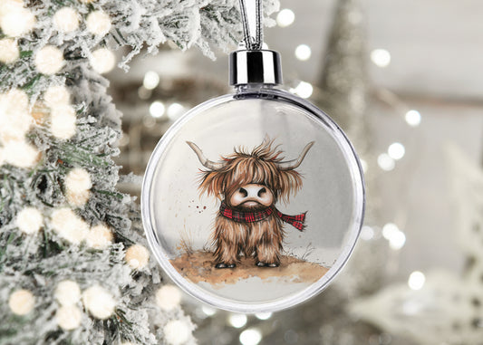 Christmas Bauble | Christmas Ornament | Christmas Decoration | Highland Cow | Made to Order | Windy Moo