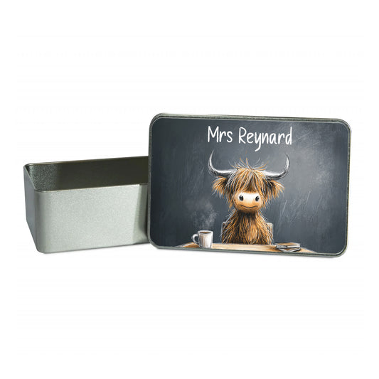 Metal Tin - Sweet Tin - Techer Gift - Highland Cow Tin - Teacher Tin