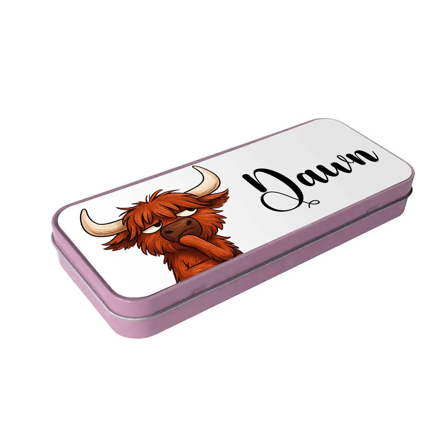 Pencil Case | Pencil Tin | Personalised | Made to Order | Highland Cow | Hmmmm???? Highland Cow
