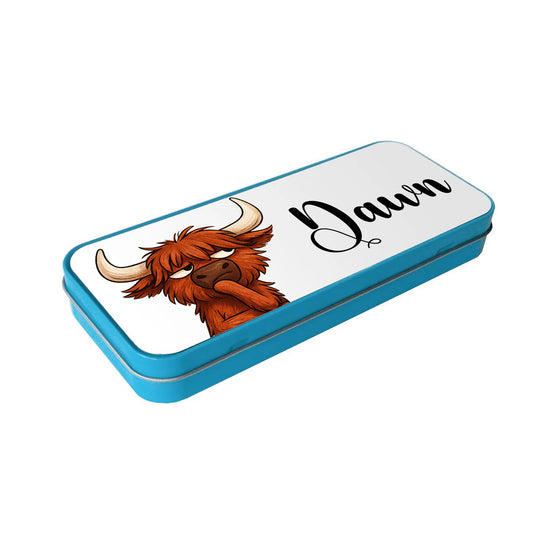Pencil Case | Pencil Tin | Personalised | Made to Order | Highland Cow | Hmmmm???? Highland Cow