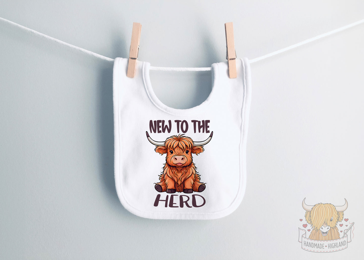 Baby Bib | Dribble Bib | Baby Bib | Cow | New to the Herd | Personalised Bib | One Size