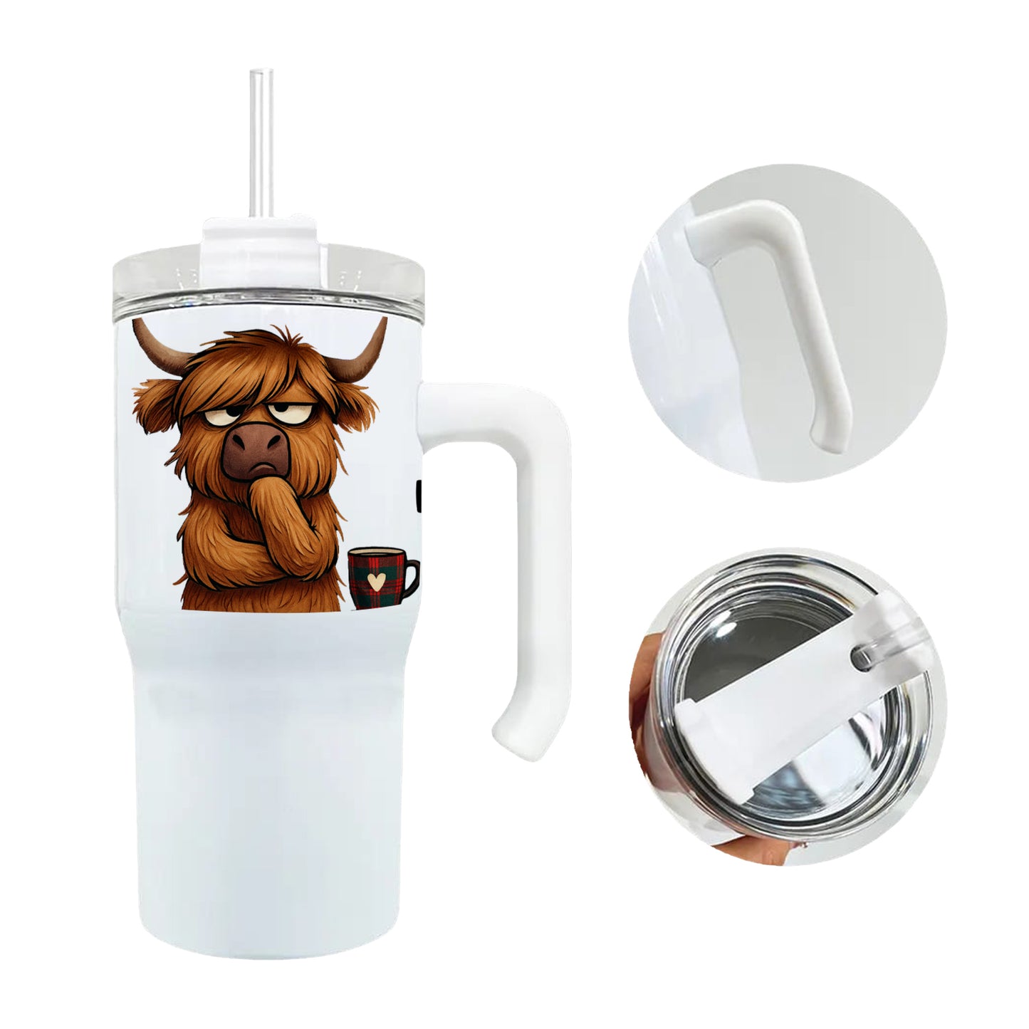 20 oz Travel Mug - Highland Cow Travel Mug - Travel Mug With Straw - Hot/Cold - I Like People