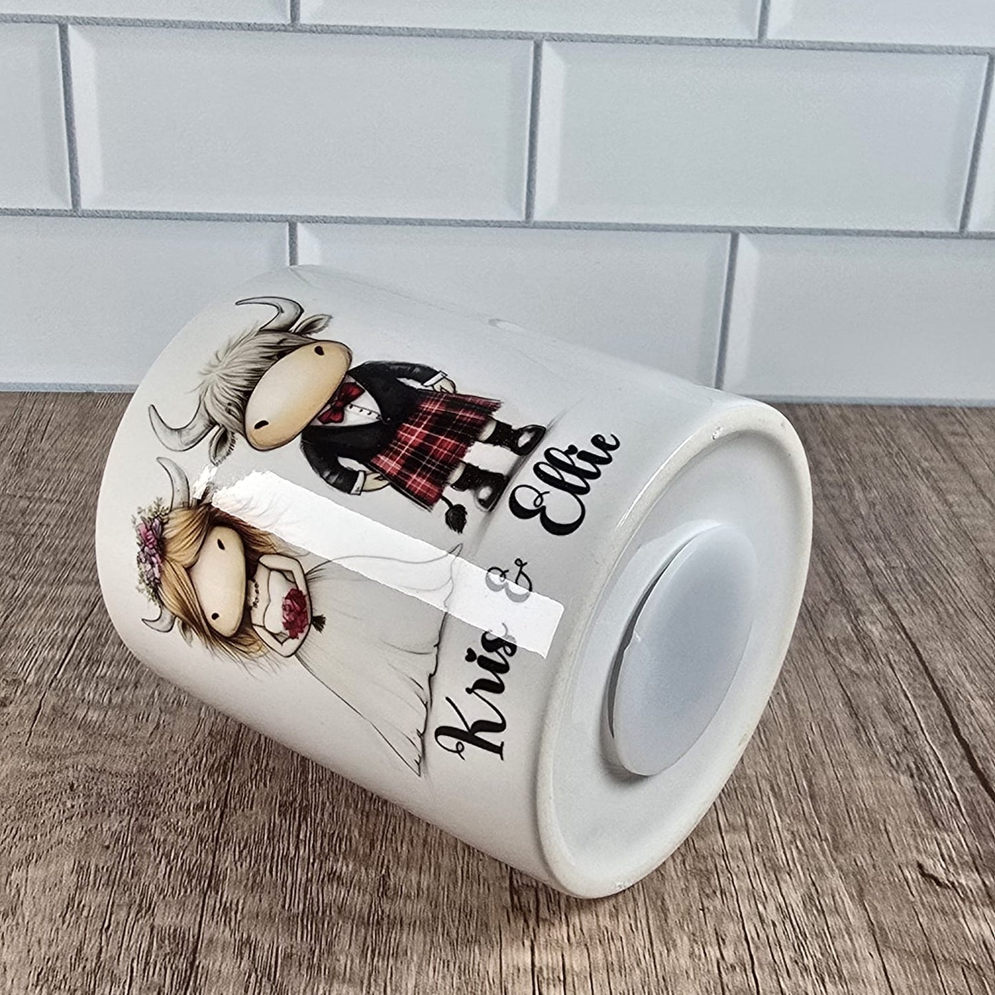 Ceramic Bank - Highland Cow Ceramic Bank - Money Pot - Wedding Gift - I Moo - Personalised ceramic money pot