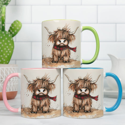 Highland Cow Ceramic Mug|  | Highland Cow Gift | Personalised Mug| 10 Colour Choices