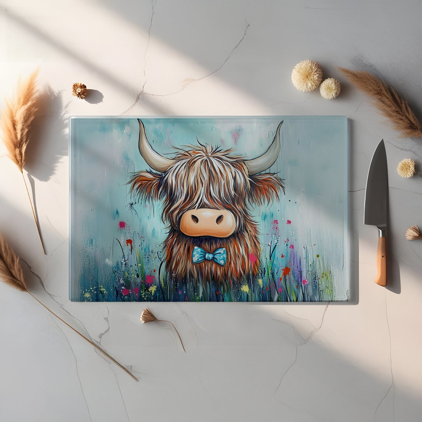 Glass Chopping Board - Highland Cow Chopping Board - Cutting Board - Cheese Board - Moo