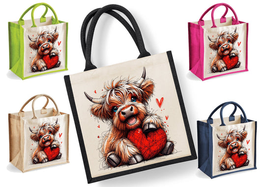 Highland Cow Tote Bag | Jute | Jute Tote Bag | Shopping Bag | Reusable Bag | Highland Cow