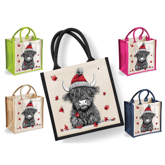 Highland Cow Tote Bag | Jute | Jute Tote Bag | Shopping Bag | Reusable Bag | Highland Cow