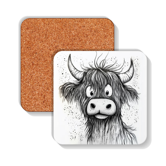 Highland Cow Coaster - Highland Cow - Hardwood - Cork Back - ExcuseMoo