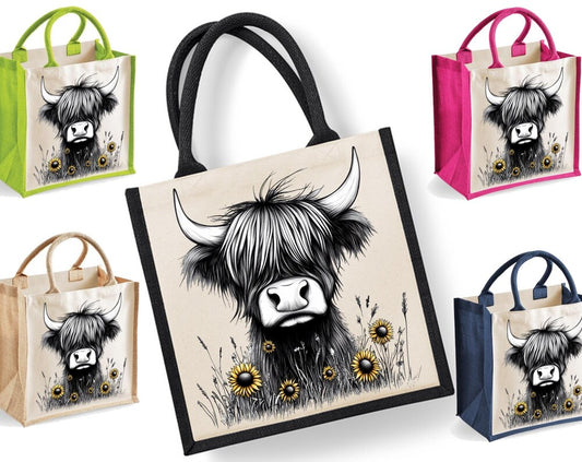 Highland Cow Tote Bag | Jute | Reusable Bag