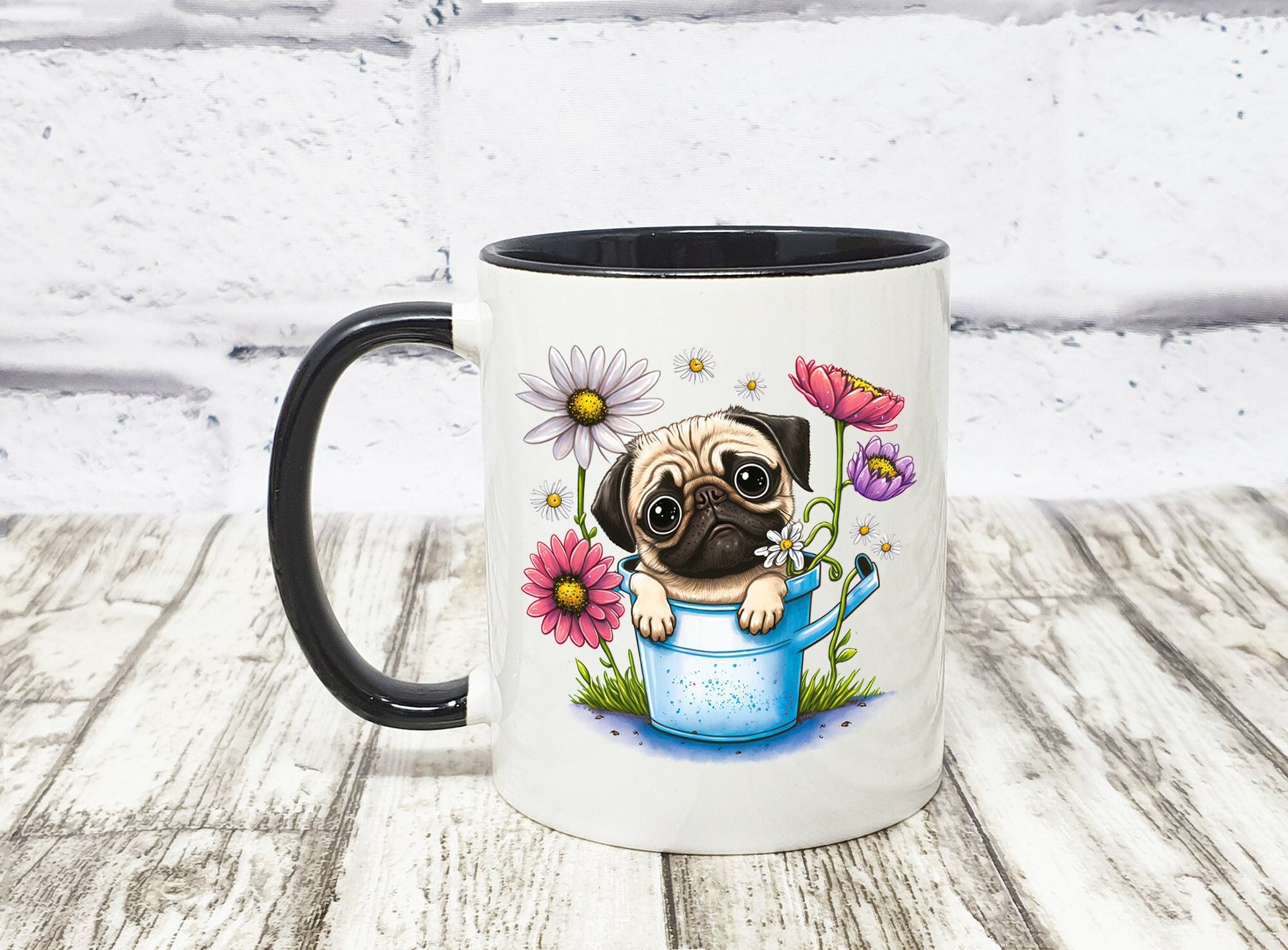 Personalised Mug | Pug Mug | Pug | 10 Colour Choices | Coffee Cup | Dog Mug