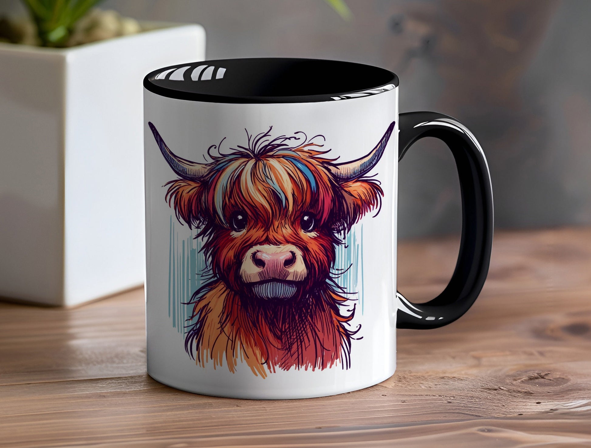 Personalised Mug | Coffee Cup | Highland Cow | Ceramic Mug| 10 Colour Choices | Highland Cow