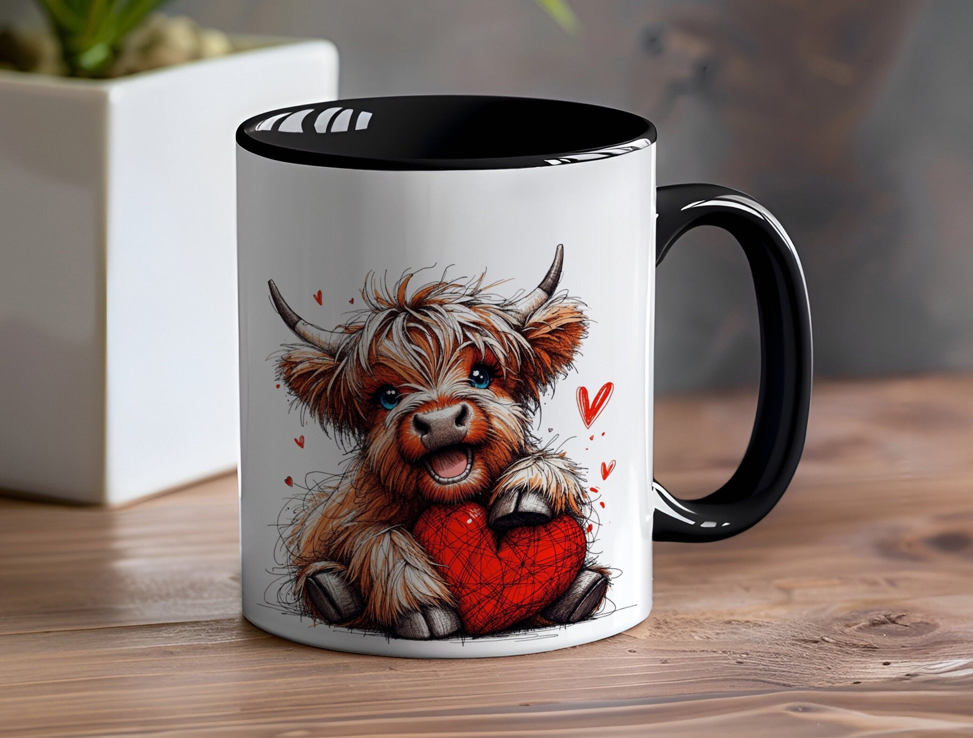 Personalised Mug | Coffee Cup | Highland Cow | Ceramic Mug| 10 Colour Choices | Highland Cow