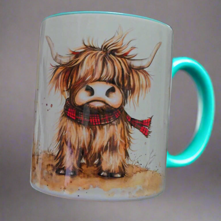 Highland Cow Ceramic Mug| | Highland Cow Gift | Personalised Mug| 9 Colour Choices