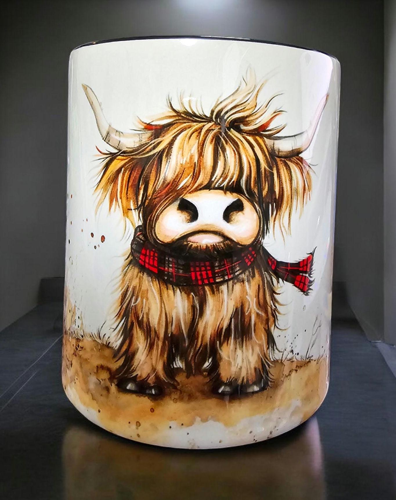 Highland Cow Ceramic Mug| | Highland Cow Gift | Personalised Mug| 9 Colour Choices