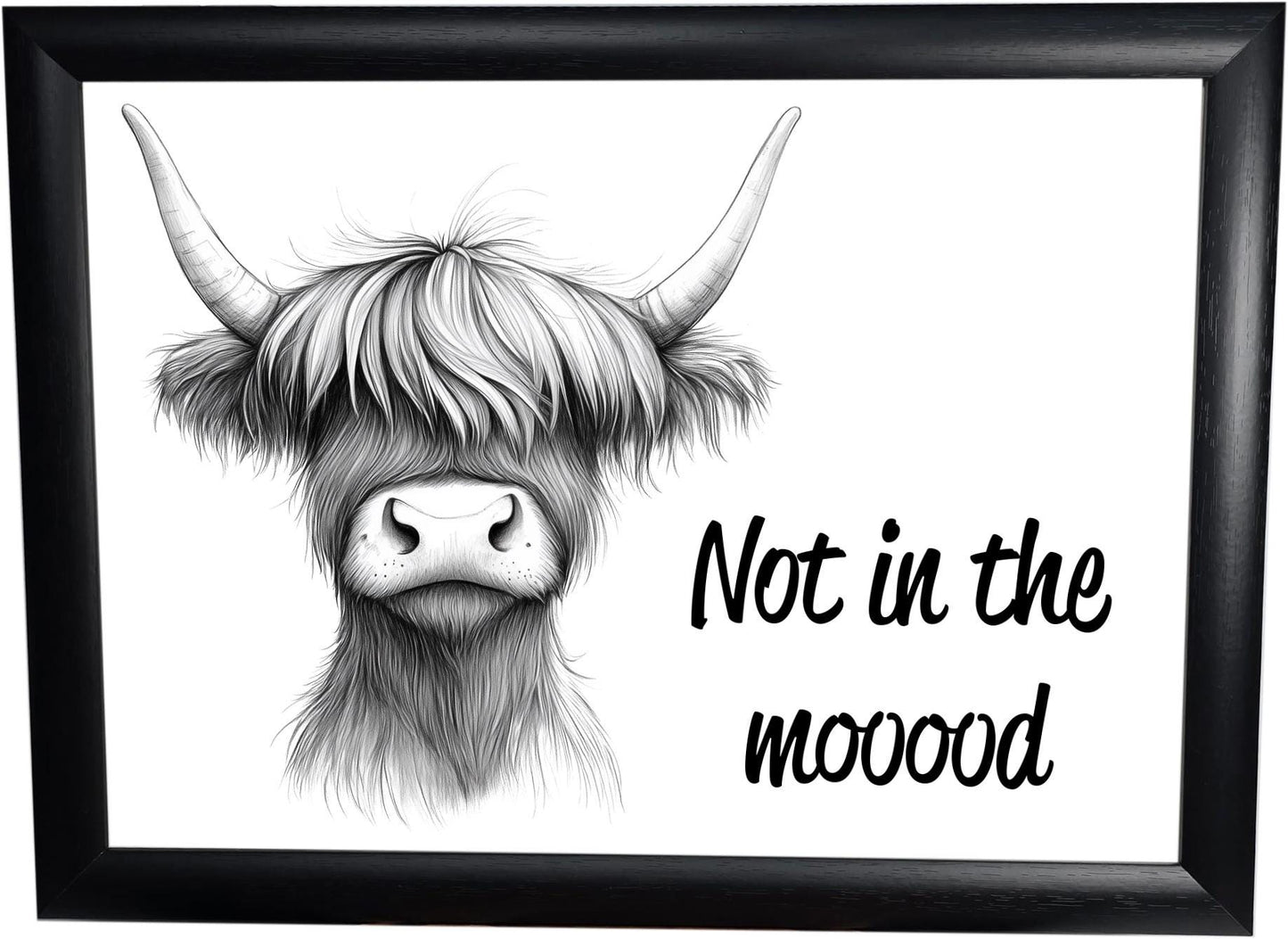 Lap Tray - Padded Tray - Bean Bag Tray - Highland Cow Gift - Not in the Mooood - Highland Cow