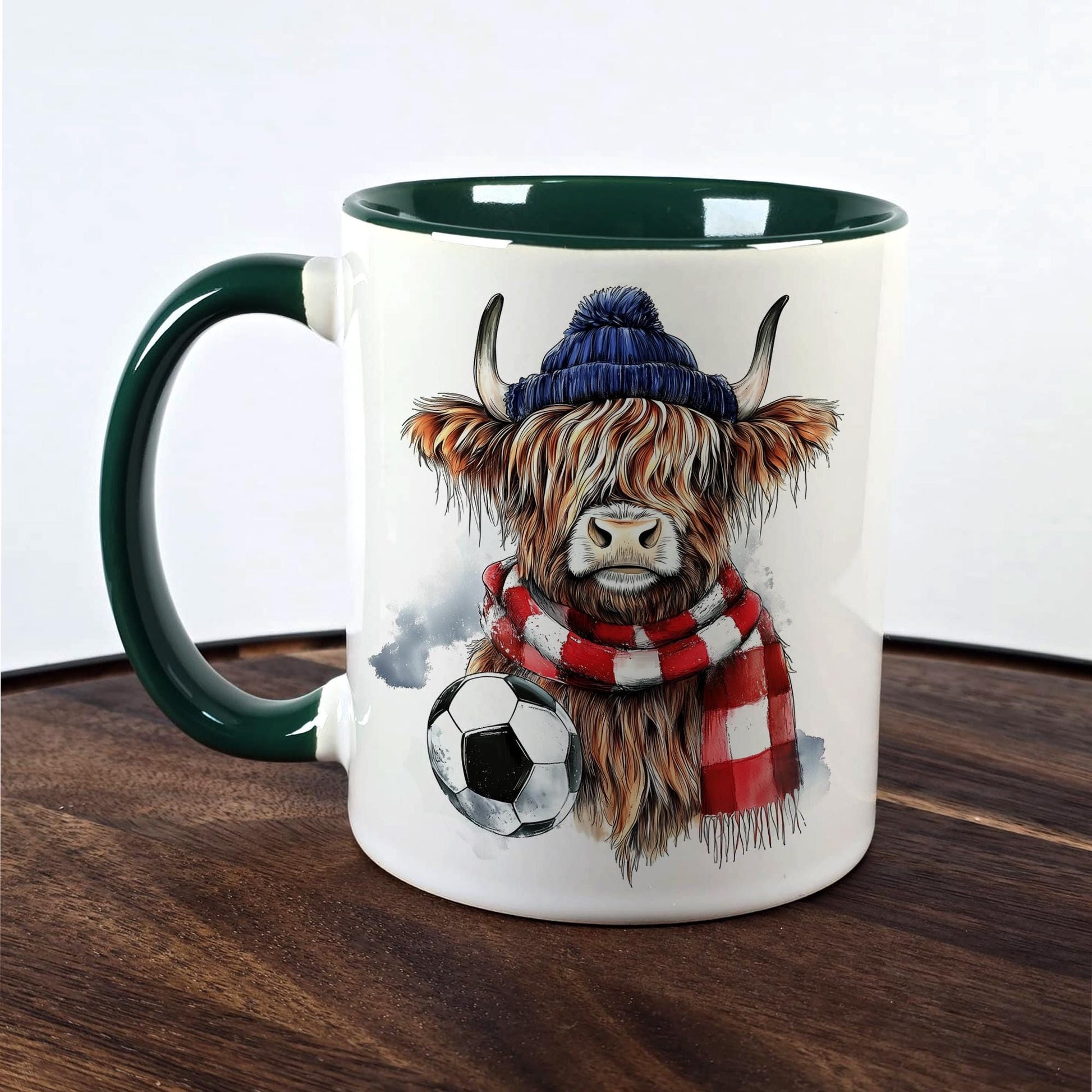 Highland Cow Ceramic Mug| | Highland Cow Gift | Football Moo | Personalised Mug| 9 Colour Choices