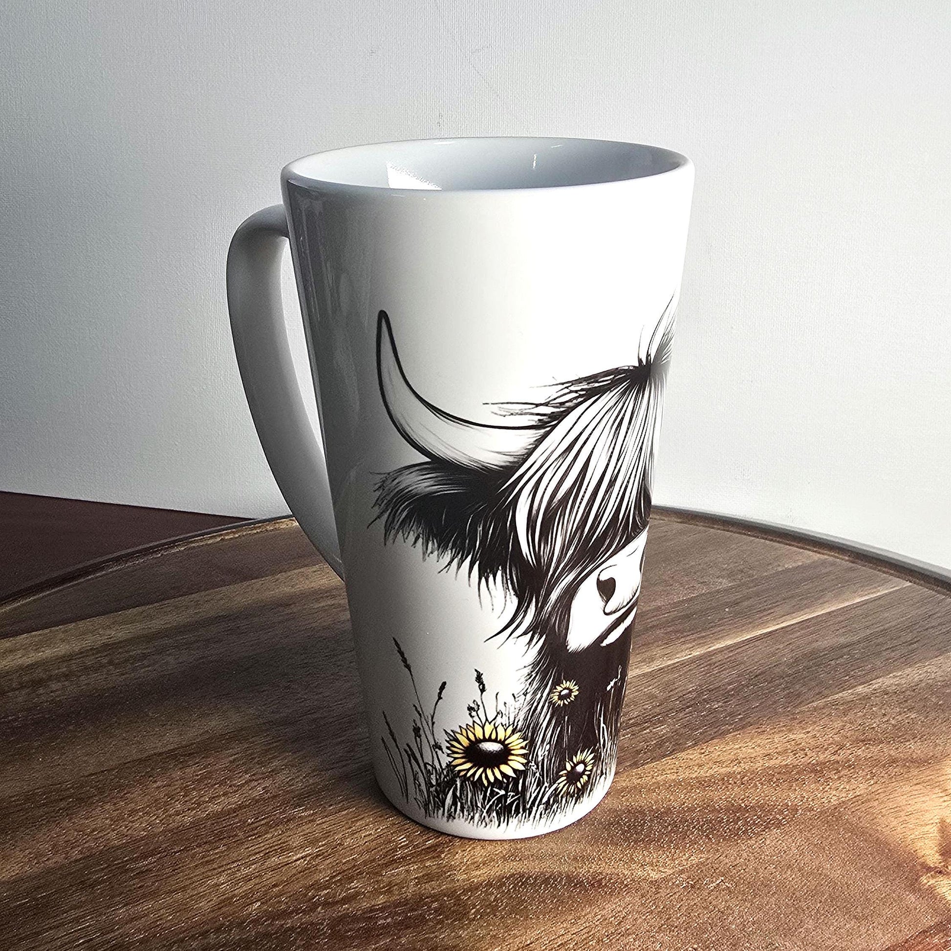 Personalised Mug | Latte Mug | Highland Cow | Christmas Mug| Coffee Cup | Thistles