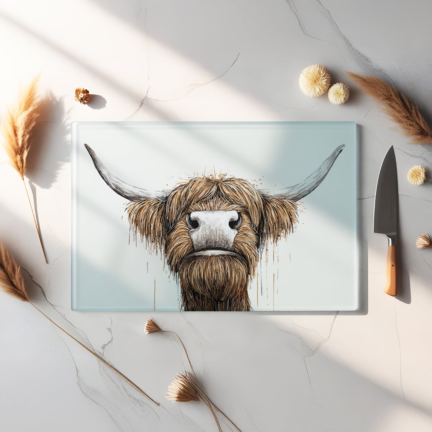 Glass Chopping Board - Highland Cow Chopping Board - Cutting Board - Cheese Board - I See Moo