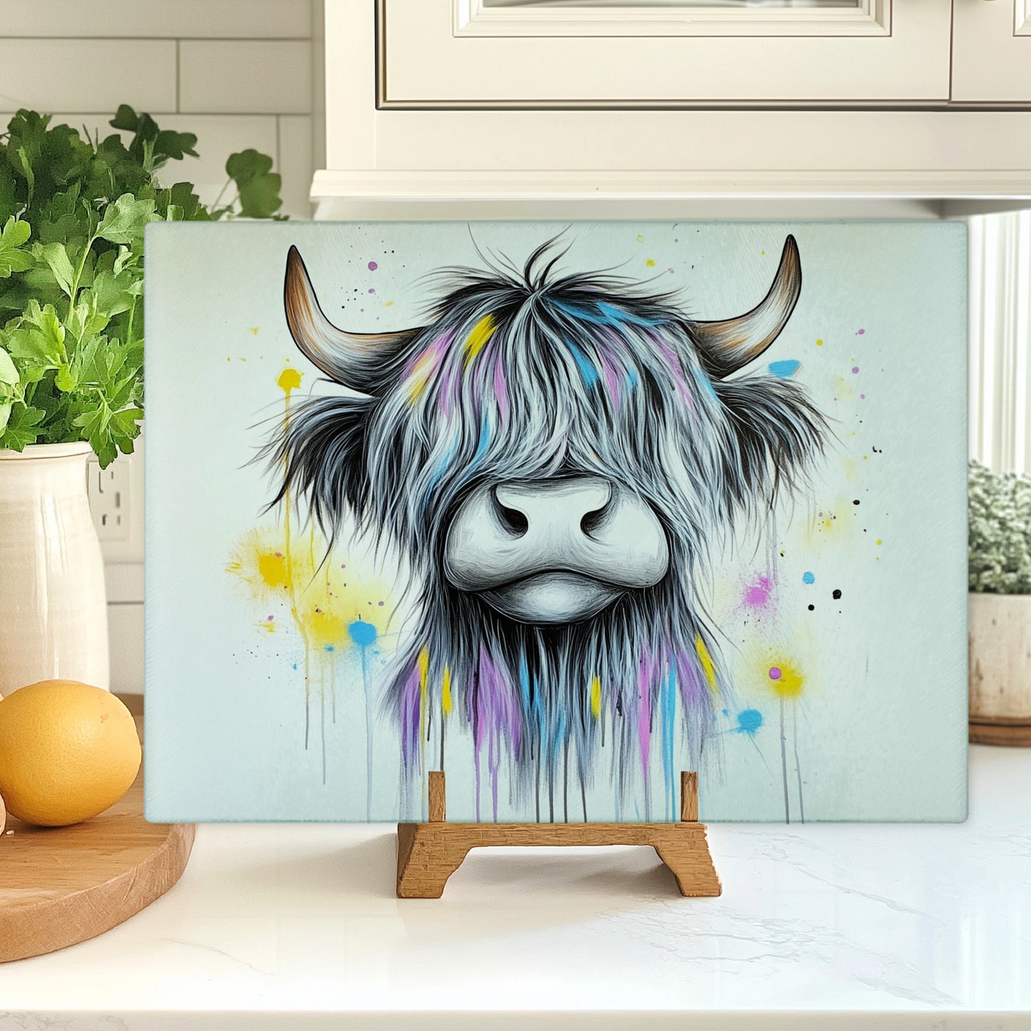 Glass Chopping Board - Highland Cow Chopping Board - Cutting Board - Cheese Board - Mhorag