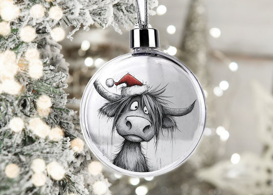 Christmas Bauble | Christmas Ornament | Christmas Decoration | Highland Cow | Made to Order | Moo-y Christmas