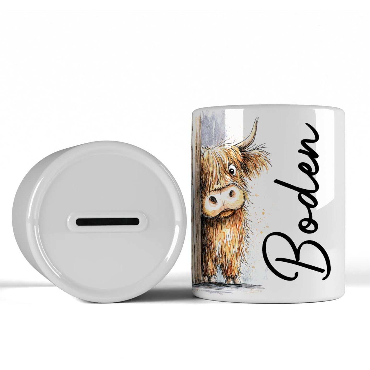 Ceramic Bank - Highland Cow Ceramic Bank - Money Pot - PeekaMoo