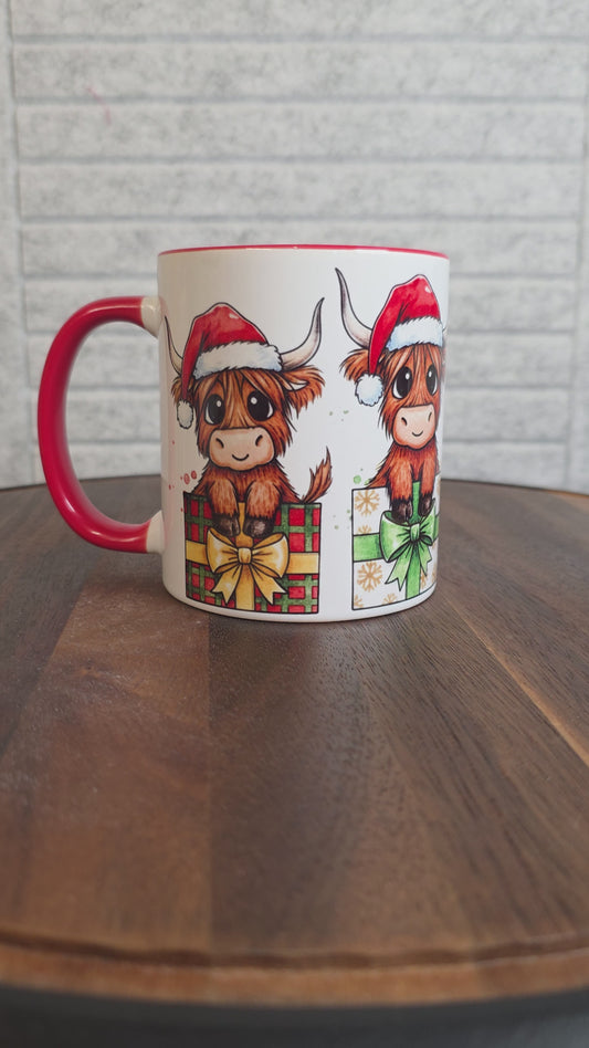 Highland Cow Ceramic Mug|  | Highland Cow Gift | Highland Cow | Personalised Mug| 10 Colour Choices | Christmas 4 Moo