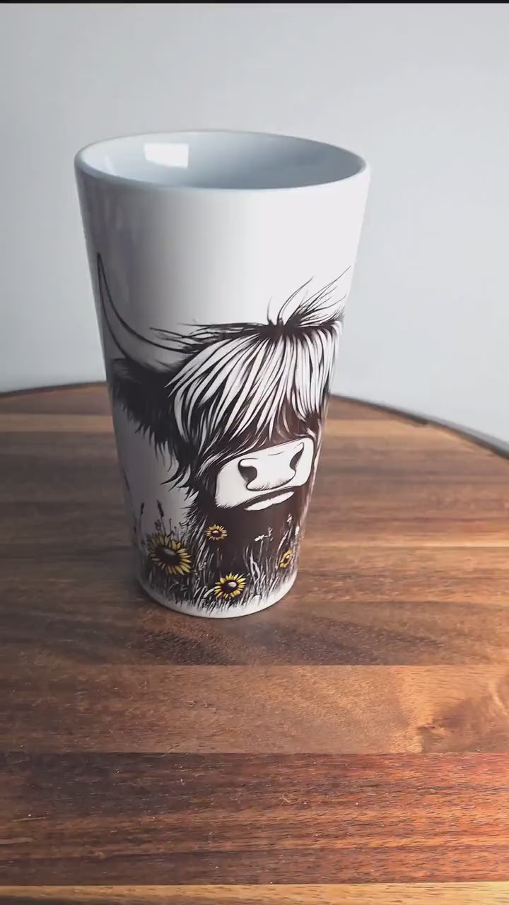 Personalised Mug | Latte Mug | Highland Cow | Christmas Mug| Coffee Cup | Thistles