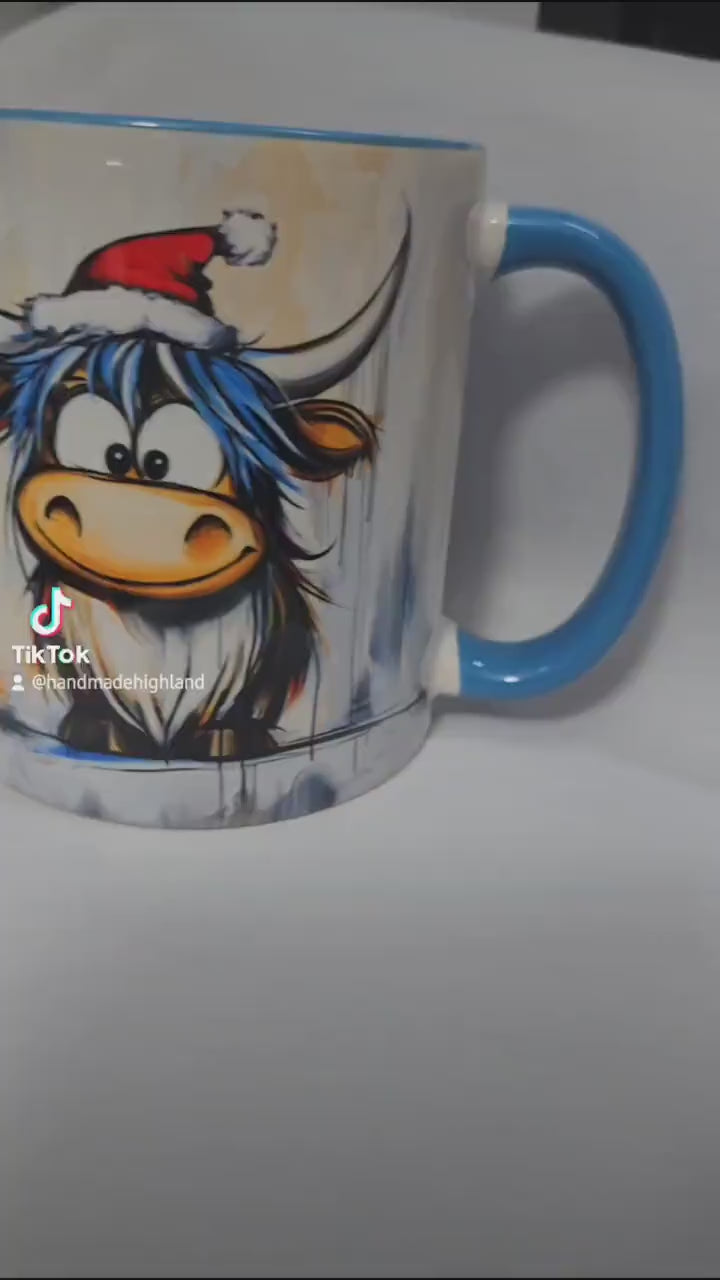 Highland Cow Ceramic Mug|  | Highland Cow Gift | Personalised Mug| 9 Colour Choices