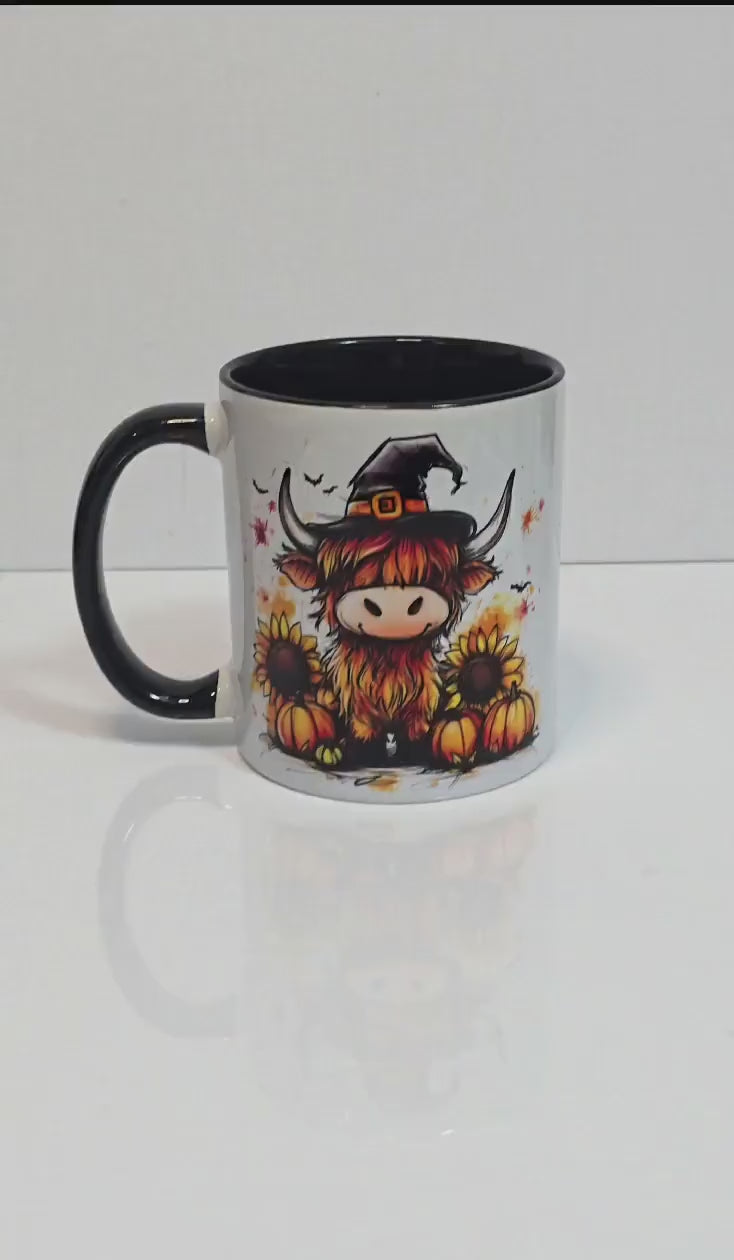 Personalised Mug | Coffee Cup | Highland Cow | Ceramic Mug| 10 Colour Choices | Highland Cow