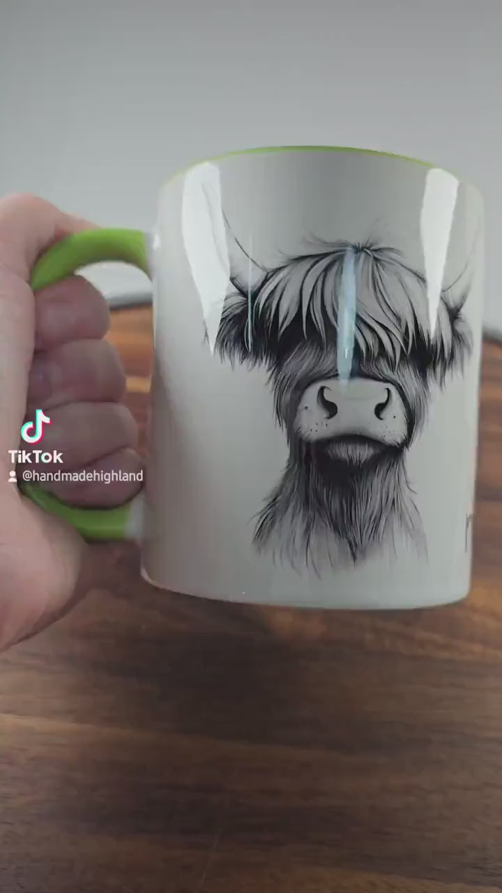Highland Cow Ceramic Mug|  | Highland Cow Gift | Personalised Mug| 9 Colour Choices