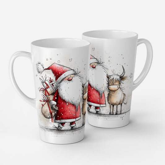 Personalised Mug | Latte Mug | Highland Cow | Christmas Mug| Coffee Cup | Santa&Moo