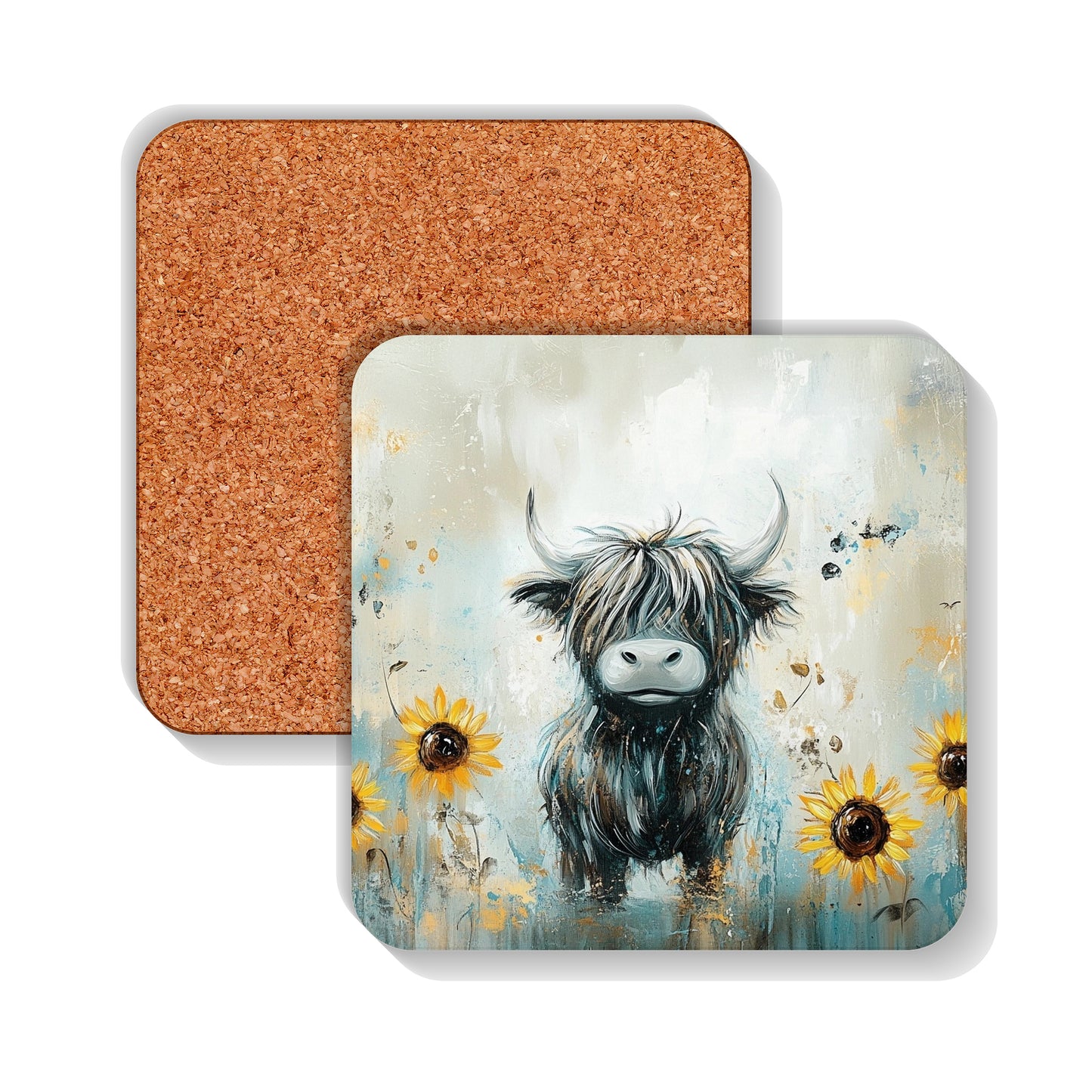 Highland Cow Coaster - Highland Cow - Hardwood - Cork Back - Sunny McMoo