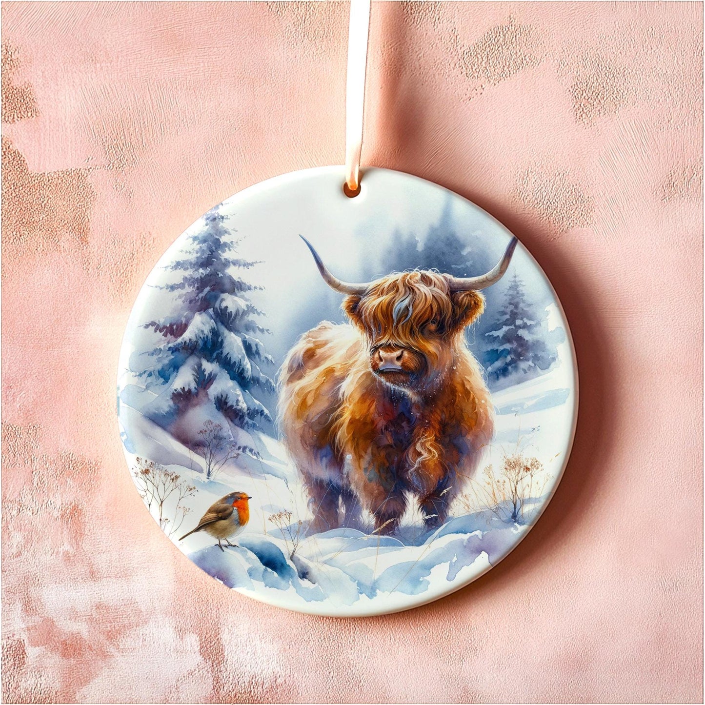 Highland Cow Christmas Ornament | Ceramic Christmas Ornament | Christmas Bauble | Highland Cow | Christmas Decoration