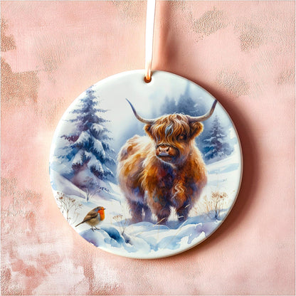Highland Cow Christmas Ornament | Ceramic Christmas Ornament | Christmas Bauble | Highland Cow | Christmas Decoration