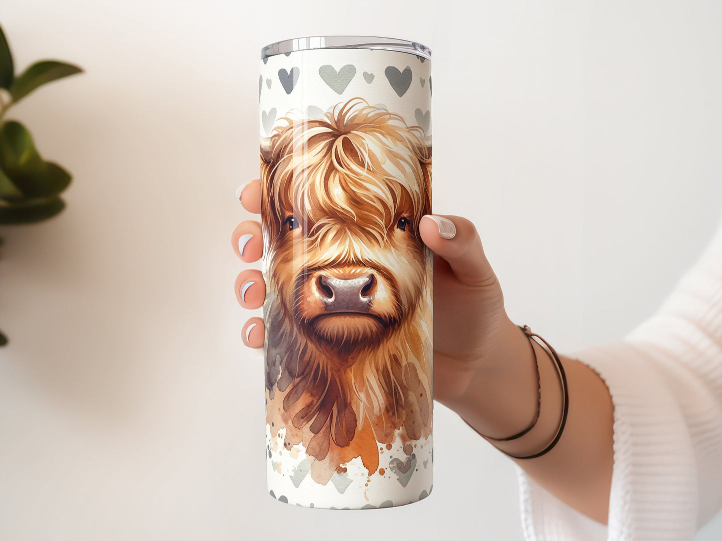 20oz Metal Tumbler with Straw l 20oz Tumbler | Hot Cold Drinks | Travel Cup Bottle | Highland Cow