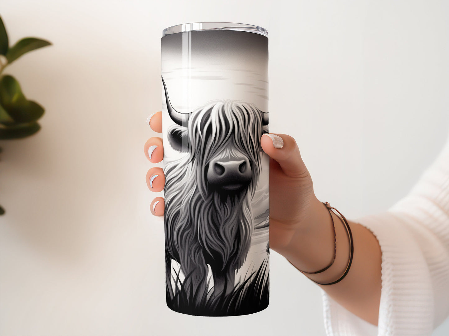 20oz Metal Tumbler with Straw l 20oz Tumbler | Hot Cold Drinks | Travel Cup Bottle | Highland Cow