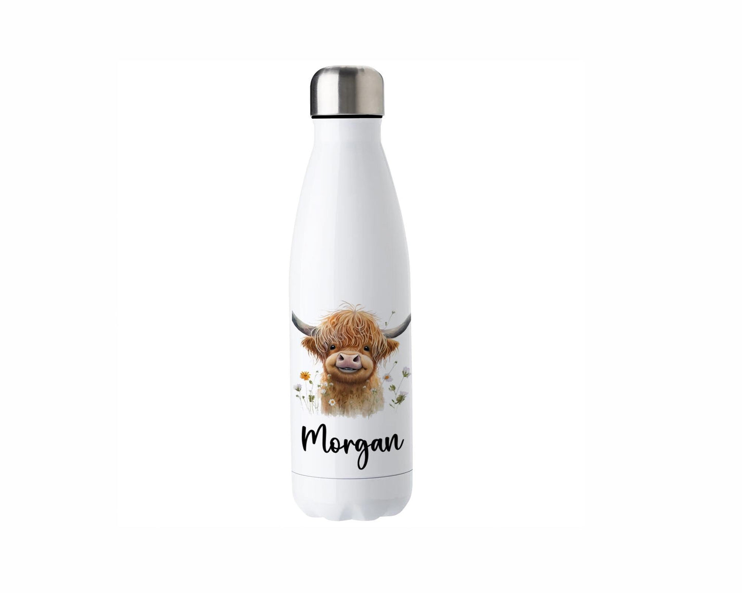 Personalised Water Bottle | 500ml | Hot/Cold | Custom Water Bottle | Highland Cow | Cheeky Highland Cow