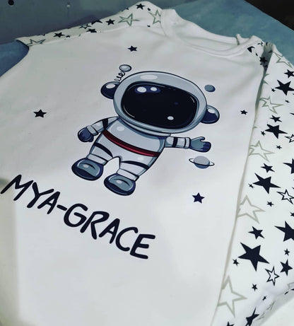 Personalised Space Man Pyjamas | PJ's | Kids Nightwear | Spaceman | Space | 3 Colours
