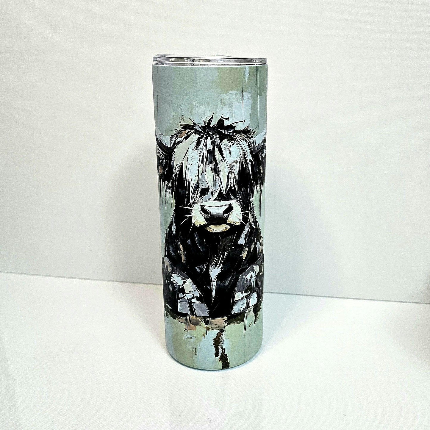 20oz Metal Tumbler with Straw l 20oz Tumbler | Hot Cold Drinks | Travel Cup Bottle | Highland Cow