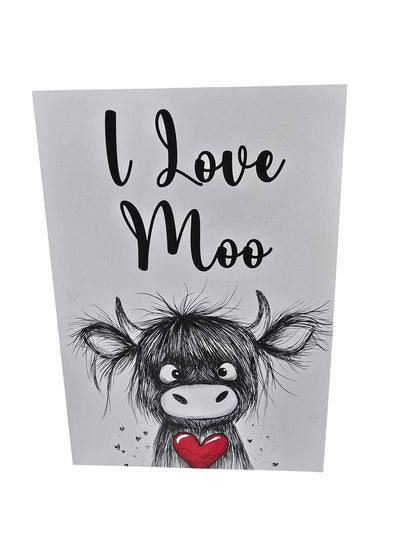 Birthday Card - Highland Cow Birthday Card - I Love Moo - Personalised Birthday Card
