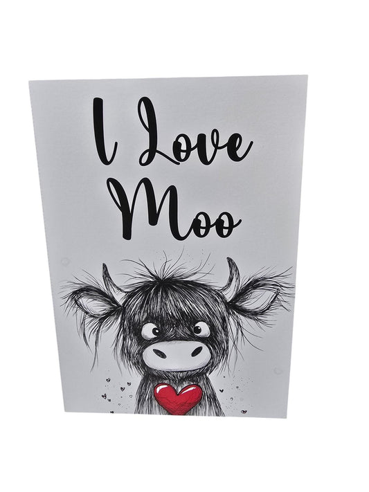 Birthday Card - Highland Cow Birthday Card - I Love Moo - Personalised Birthday Card