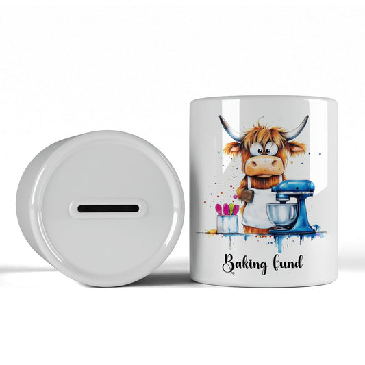 Ceramic Bank - Highland Cow Ceramic Bank - Money Pot - Baking Fund