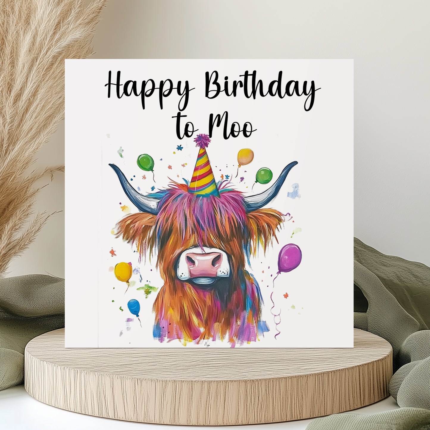 Birthday Card - Highland Cow Birthday Card - Happy Birthday to Moo - Personalised Birthday Card