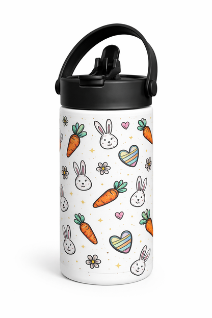 Personalised Water Bottle | 600ml | Custom Water Bottle | Highland Cow | Easter Moo| Metal Water Bottle with Removable Silicone Handle